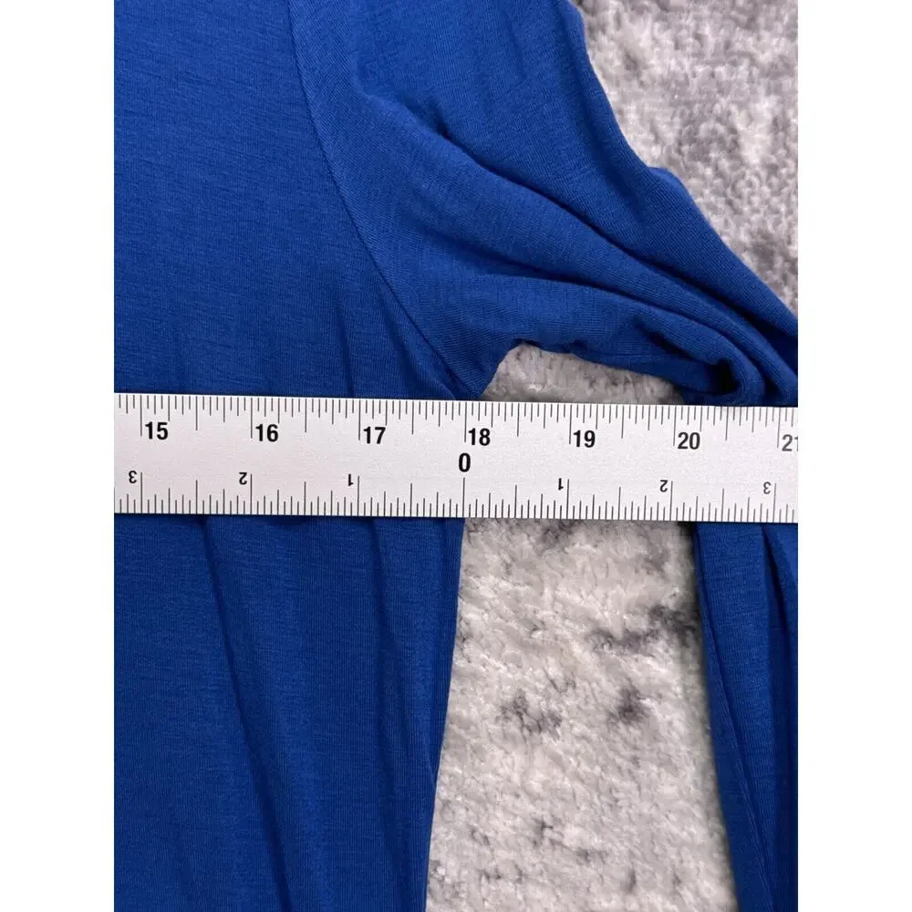 New Soft Surroundings Top Medium Womens Blue Jersey Knit Button Henley